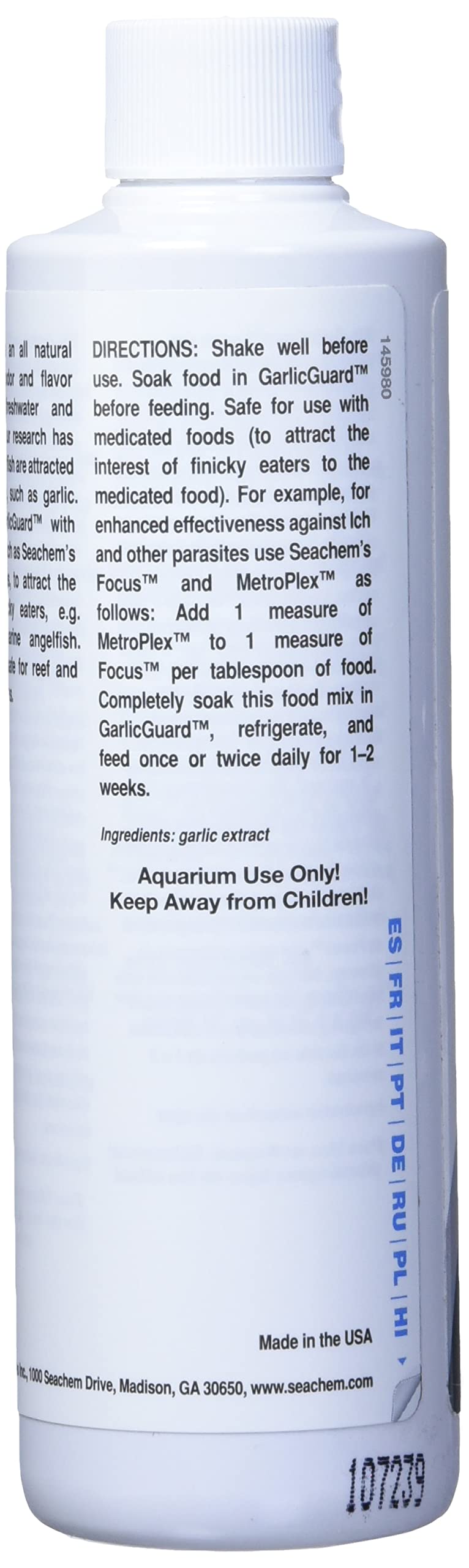 Seachem GarlicGuard, dans-eau-poissons, peut aider à l'adaptation et au bien-être