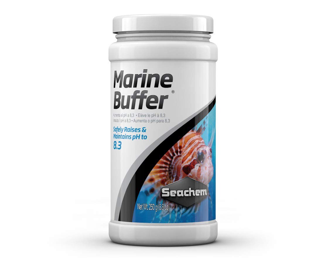 Seachem Marine Buffer – bouteille 250 g prête pour l’aquarium récifal, aide à la stabilité de l’eau.