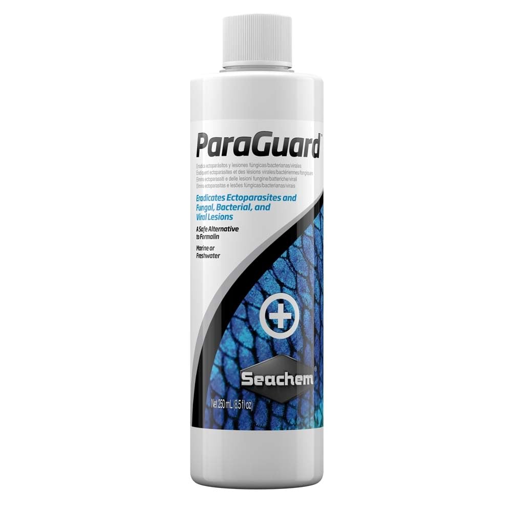 Bouteille Seachem ParaGuard 250 ml prête à traiter les parasites des poissons