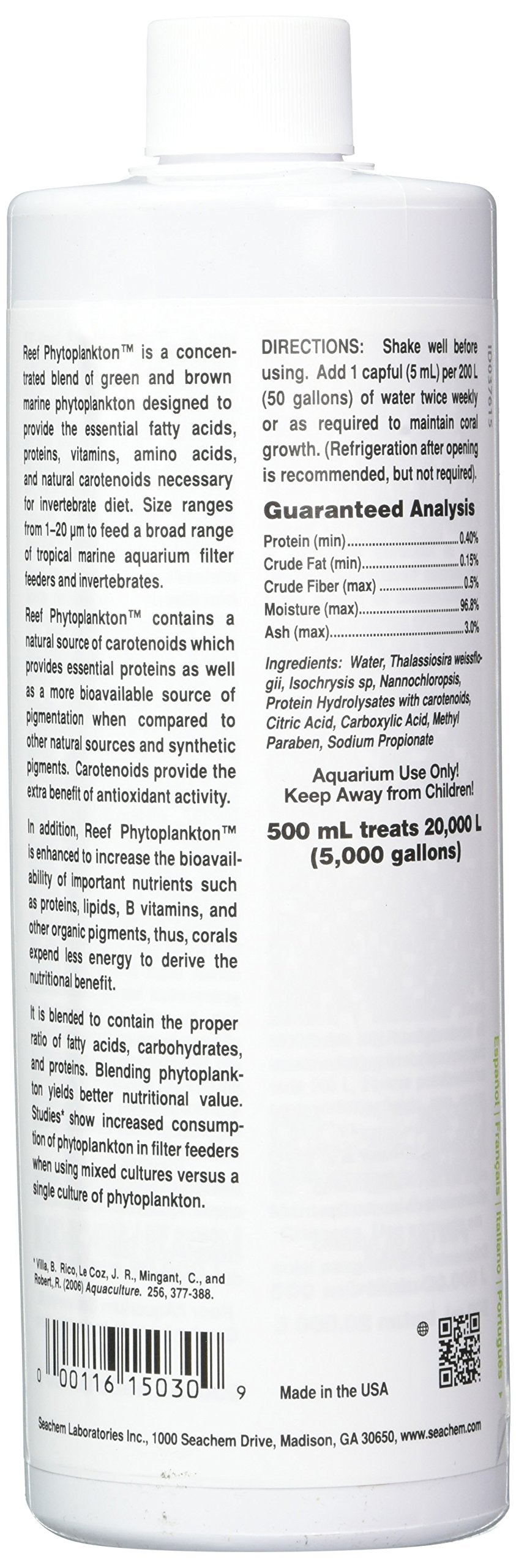 Seachem phytoplancton récifal – doseur pratique pour dosage précis