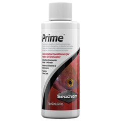 Prime Seachem en bouteille 100 ml élimine le chlore et la chloramine au remplissage.