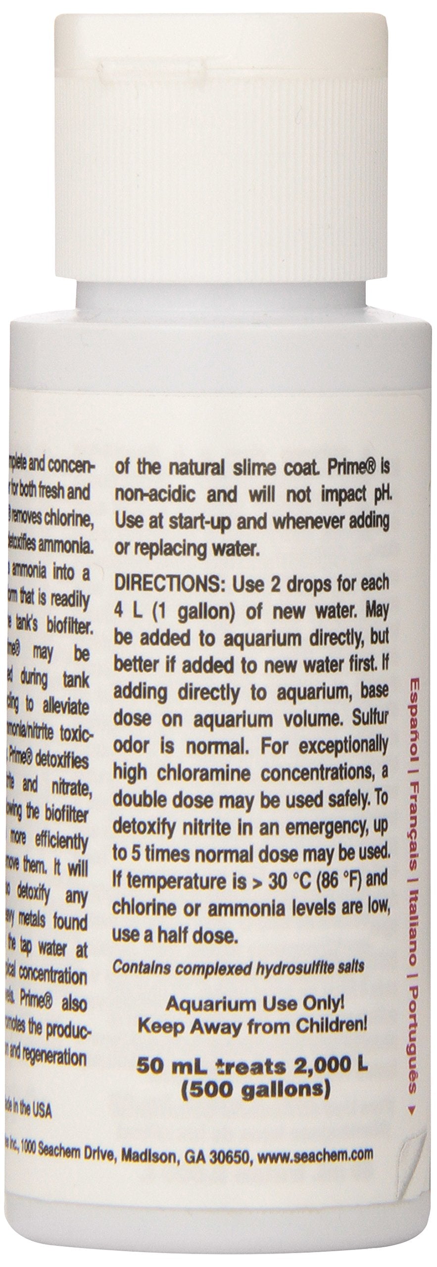 Élimination rapide du chlore et de la chloramine avec Seachem Prime.