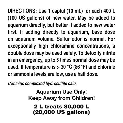 Seachem Prime élimine le chlore lors du traitement d'eau neuve.