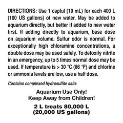 Seachem Prime élimine le chlore lors du traitement d'eau neuve.