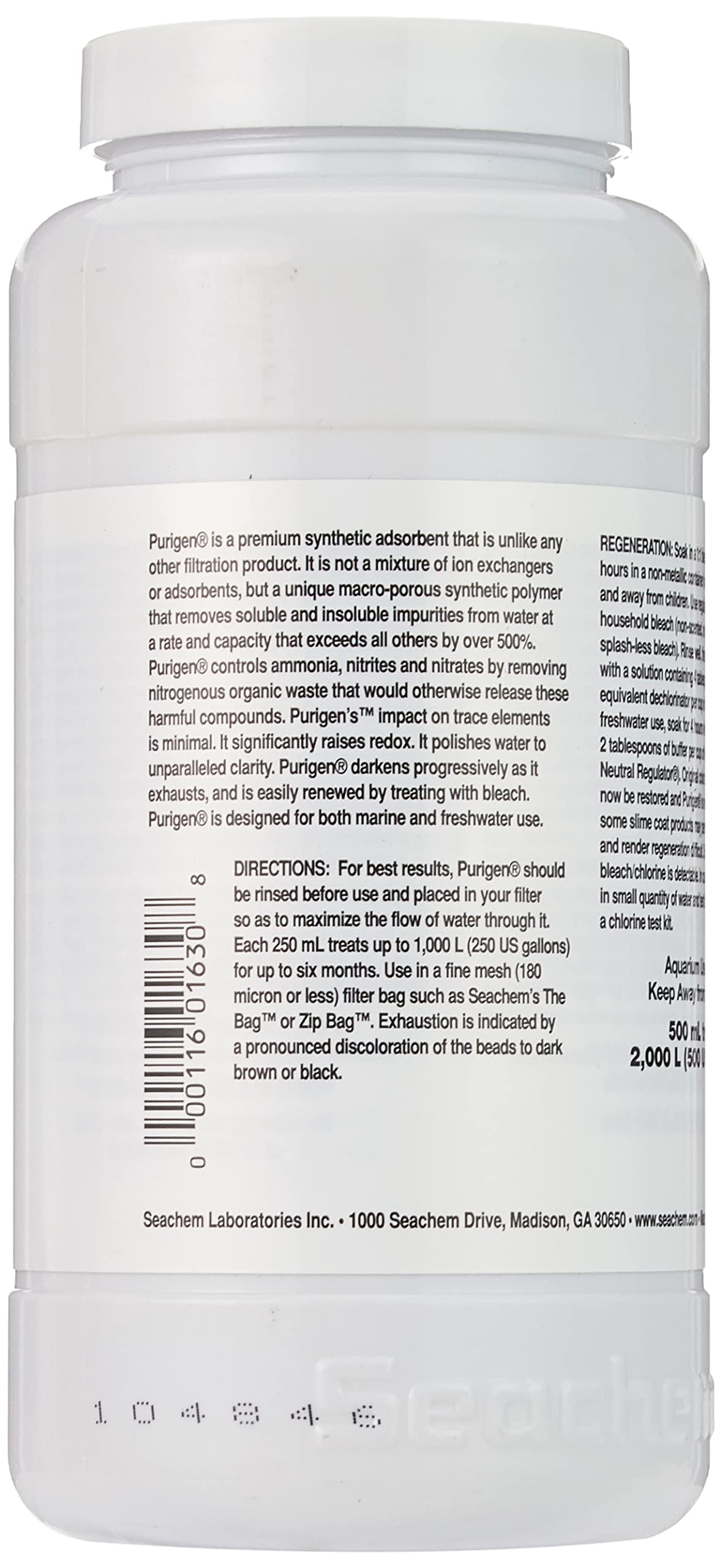 Gros plan sur les perles Purigen, surface macro-porée pour une filtration améliorée.