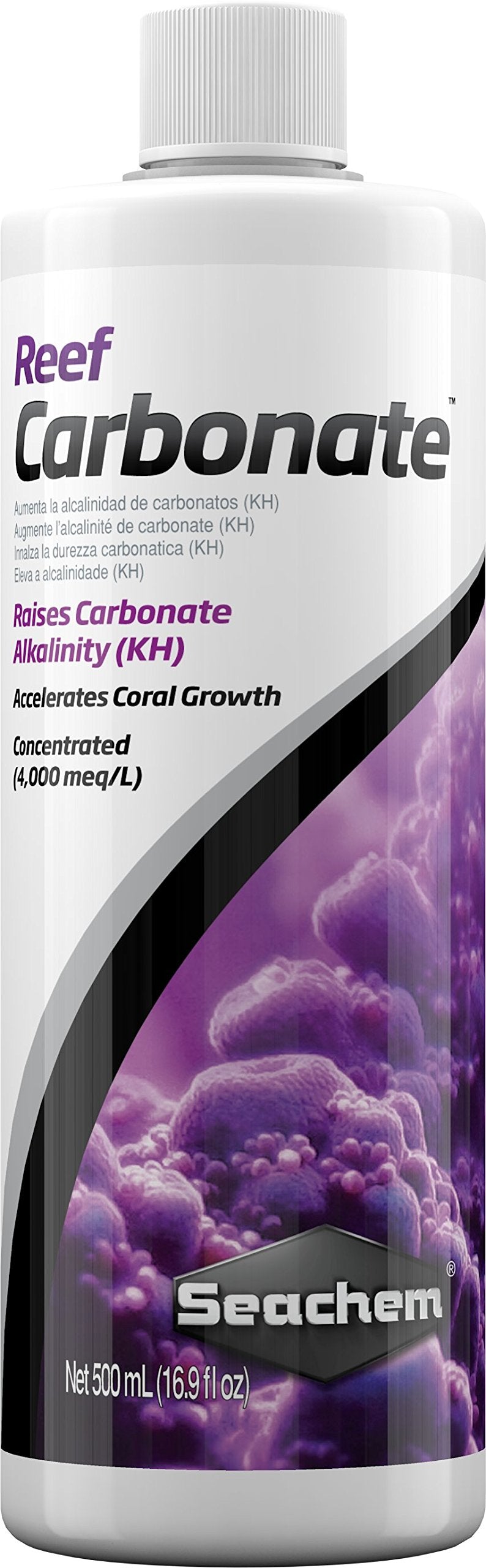 Seachem Reef Carbonate en bouteille 500 ml, outil clé pour stabiliser le KH des récifs.