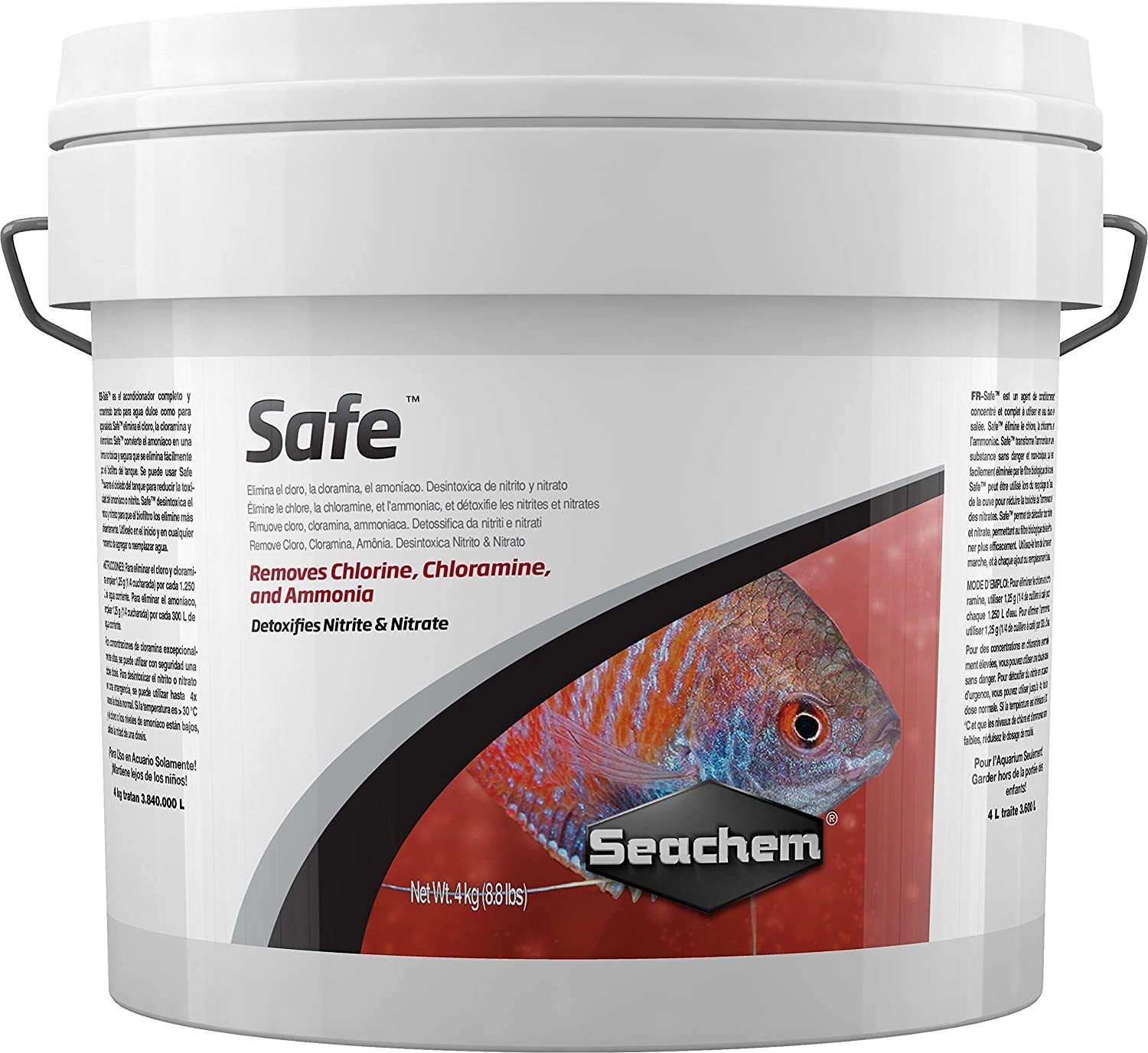 Seachem Safe: bouteille de conditionneur sec pour aquarium, neutralise chlore et ammoniaque.