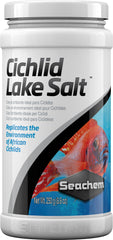 Bouteille Seachem Sel de Lac pour Cichlides 250 g prête à l'emploi pour l'équilibre minéral.