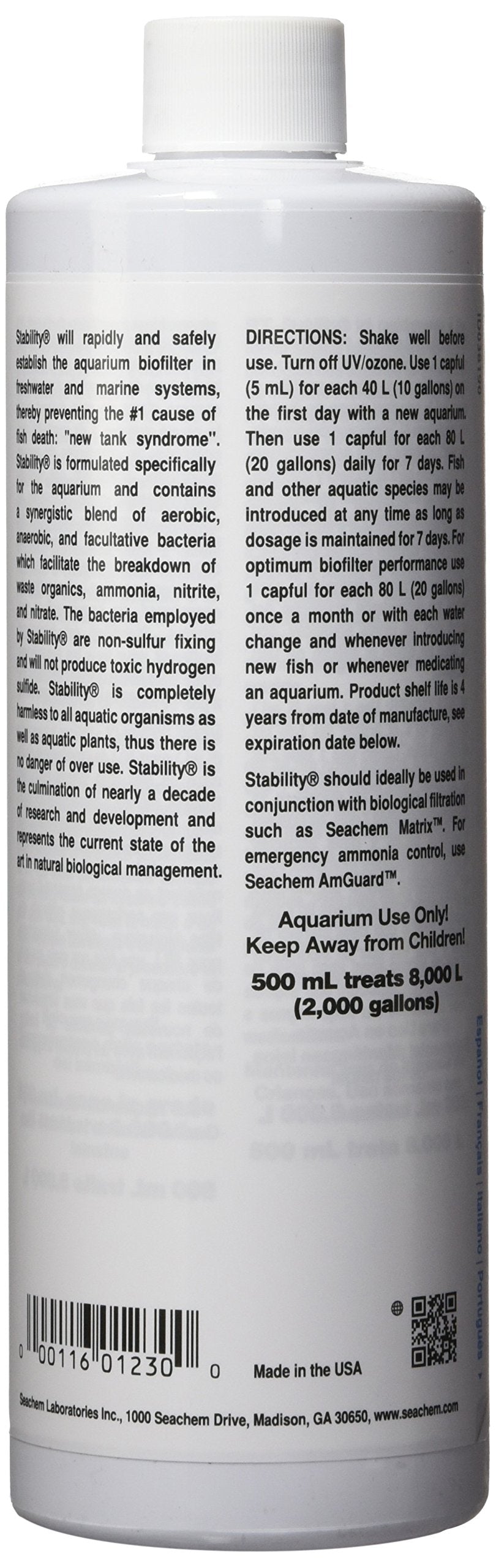 Seachem Stability – dosage quotidien sur 7 jours pour soutenir les bactéries bénéfiques.