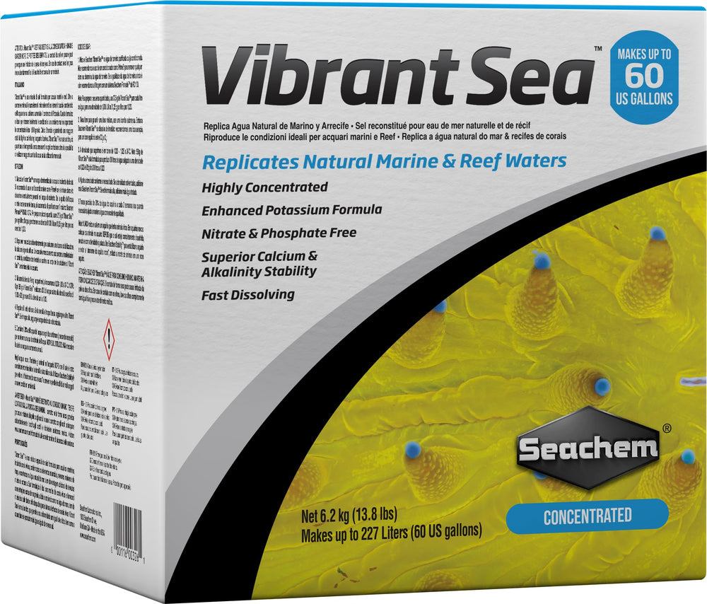 Seachem Vibrant Sea, flacon-sel synthétique concentré, facile à préparer l’eau de mer