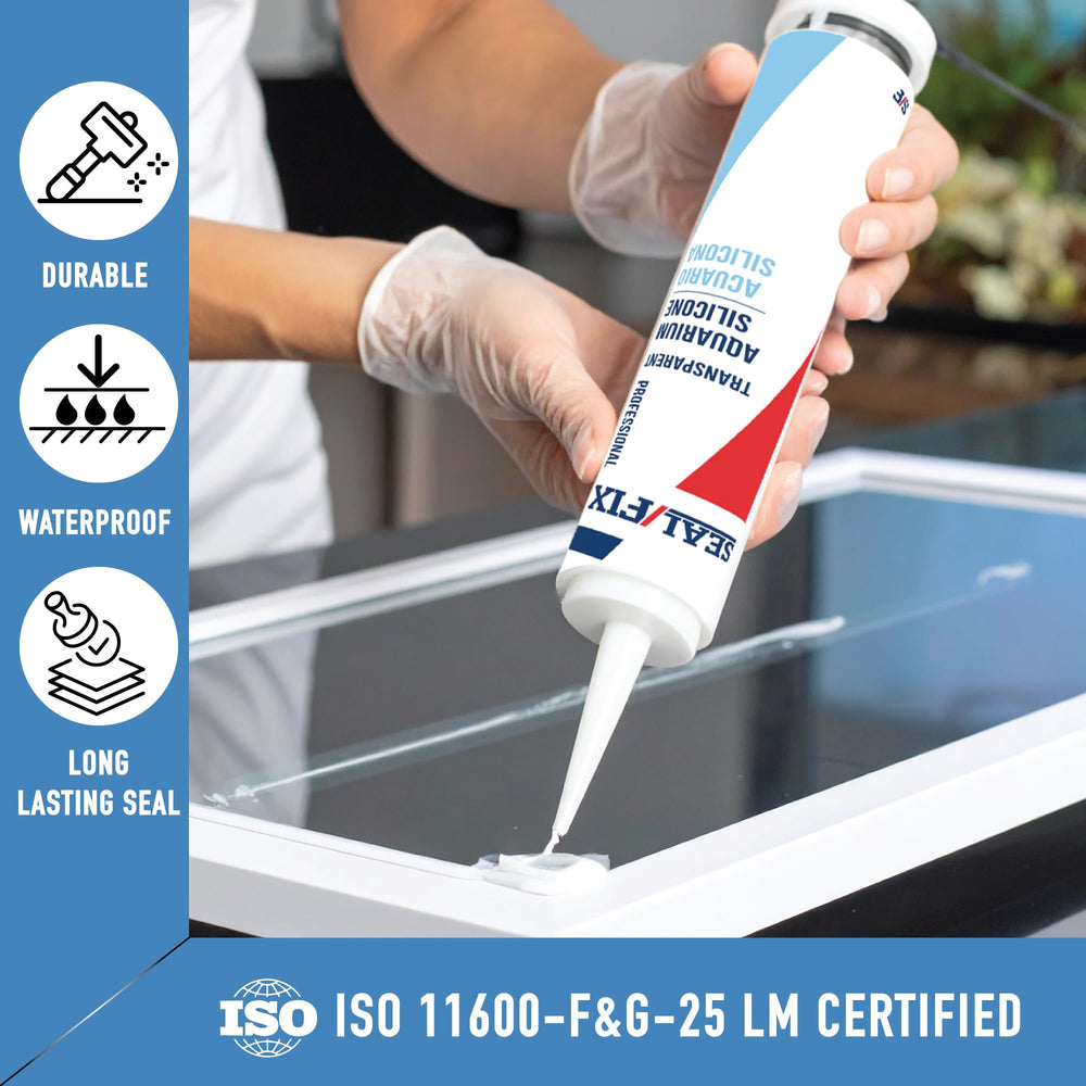 Seal Fix - silicone durable pour aquarium, résiste aux intempéries et UV.