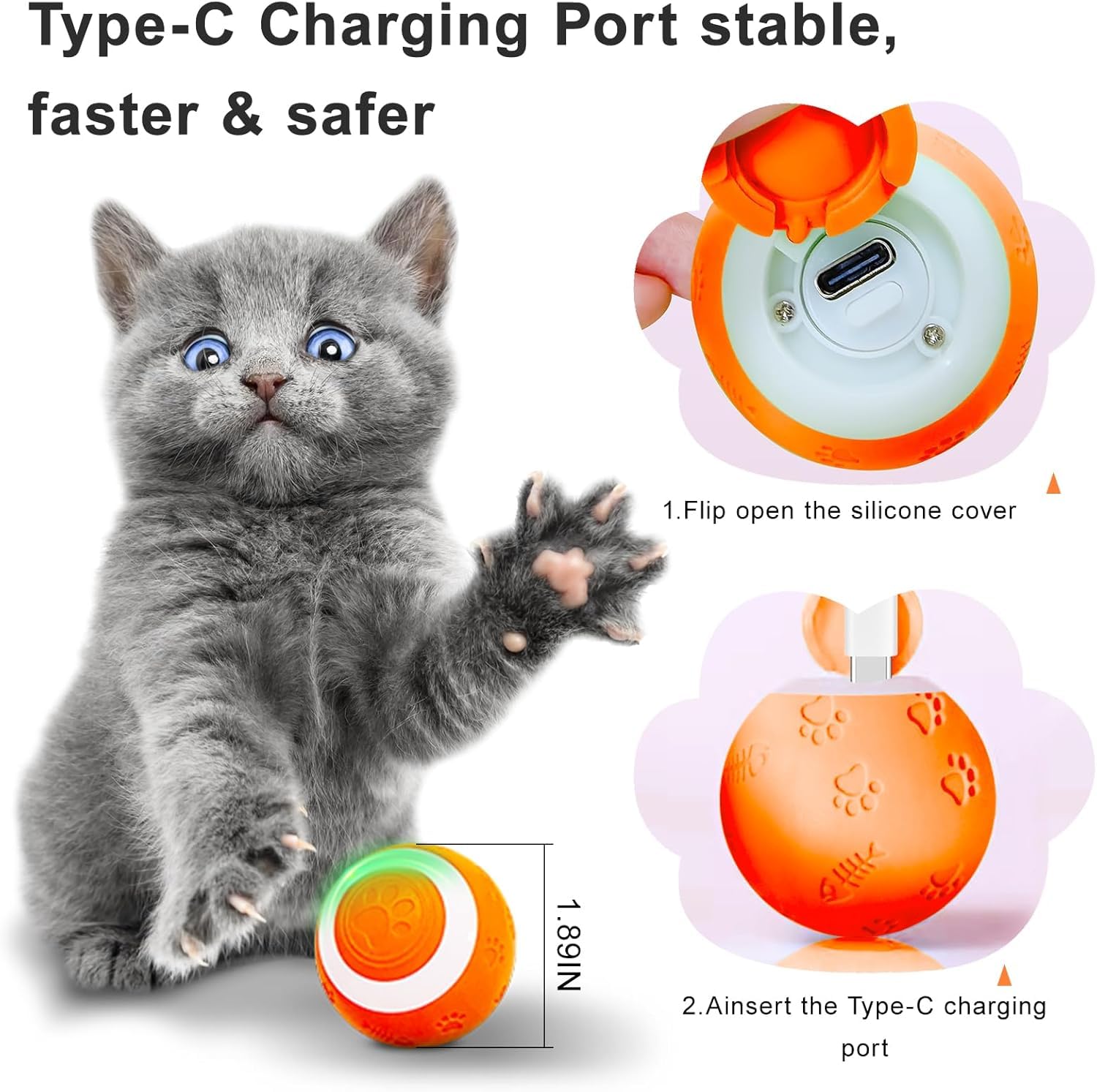 SEALON Balle chat moteur ultrasonique, fonctionnement silencieux pendant le jeu.