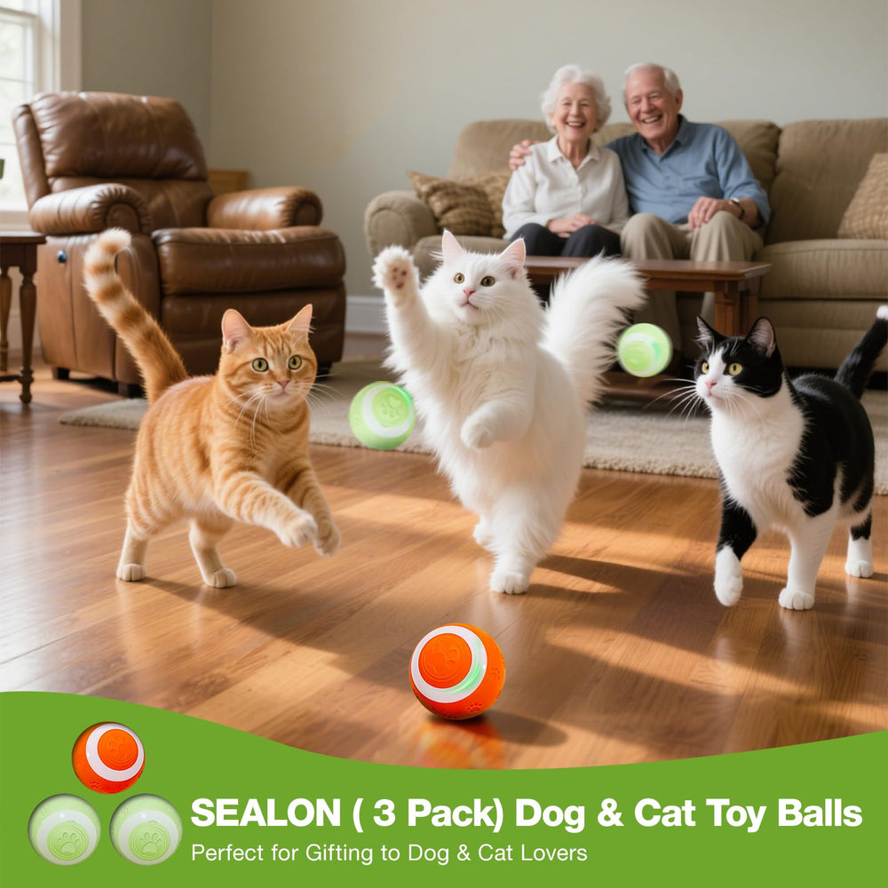 SEALON Balle interactive chat couleurs-bleu-rose, couleurs attractives pour le jeu nocturne.