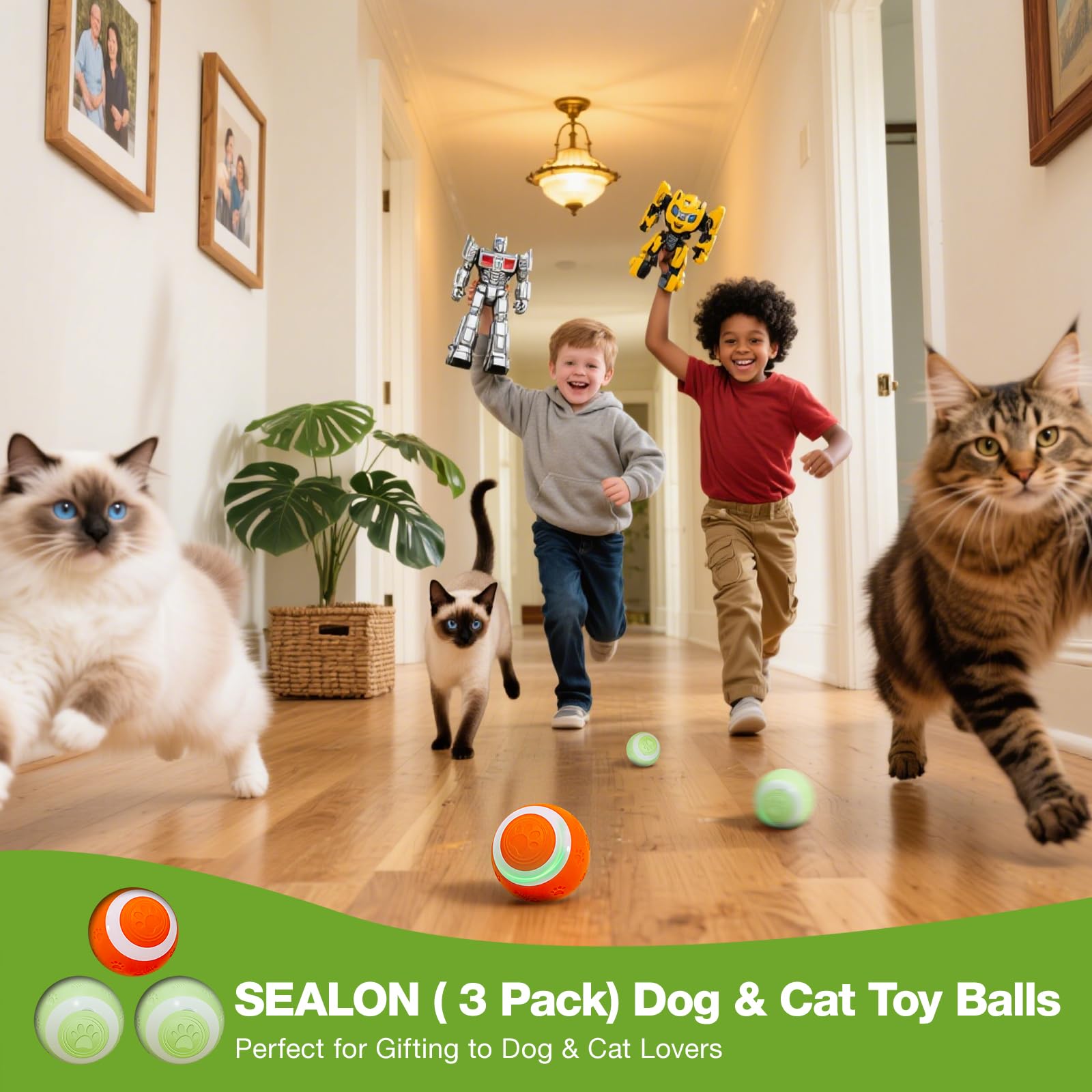 SEALON Balle interactive chat lumière led, attire facilement l'attention du chat.