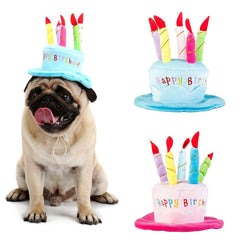 Chapeau anniversaire bleu Secfanya avec 5 bougies, parfait pour fêtes d'animaux