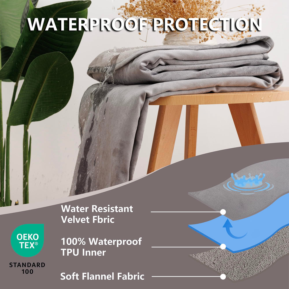 Secfeeling: couverture réversible velours gris, deux textures pour le confort.