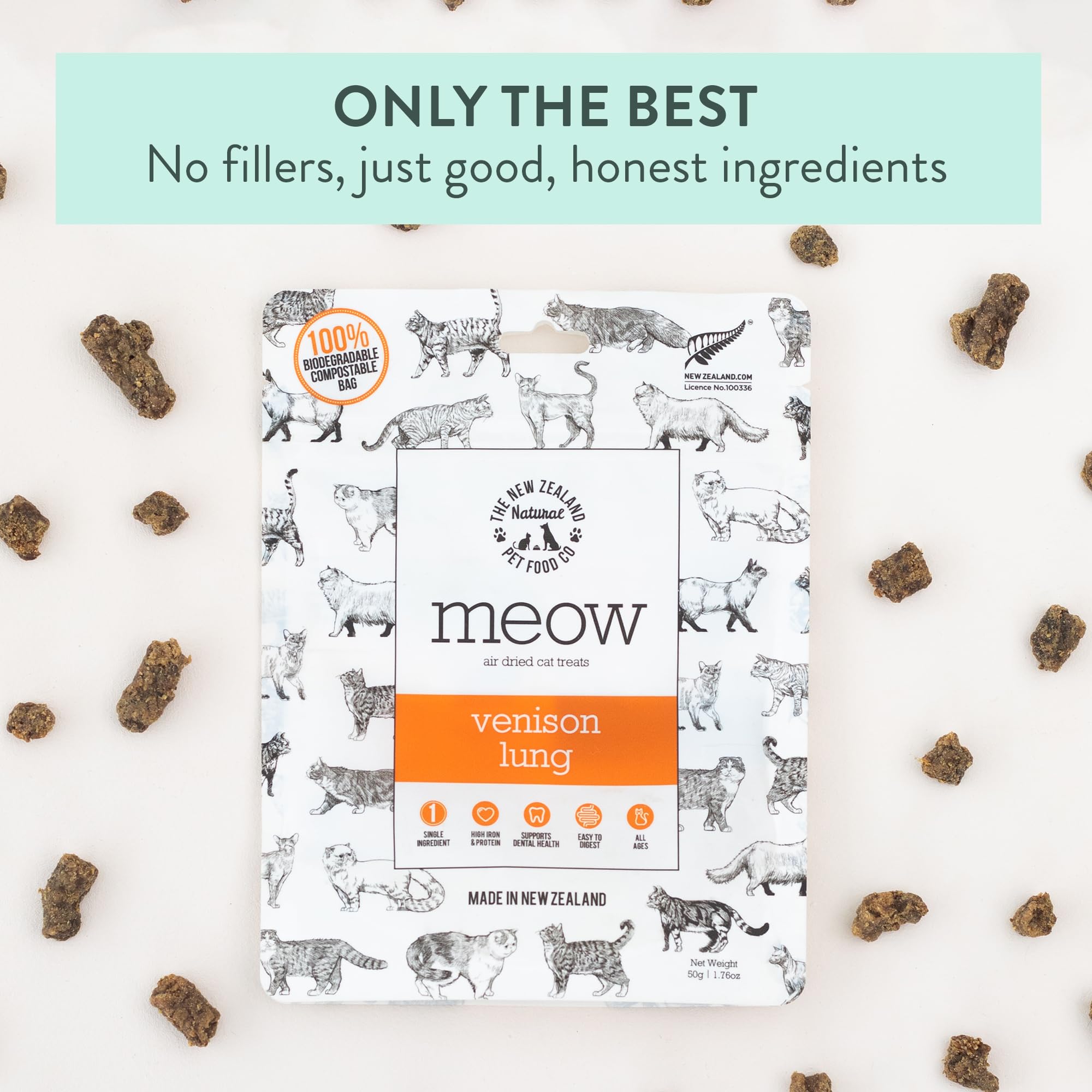 The New Zealand Natural Pet Food Co sechage a air poumon chat préserve les nutriments