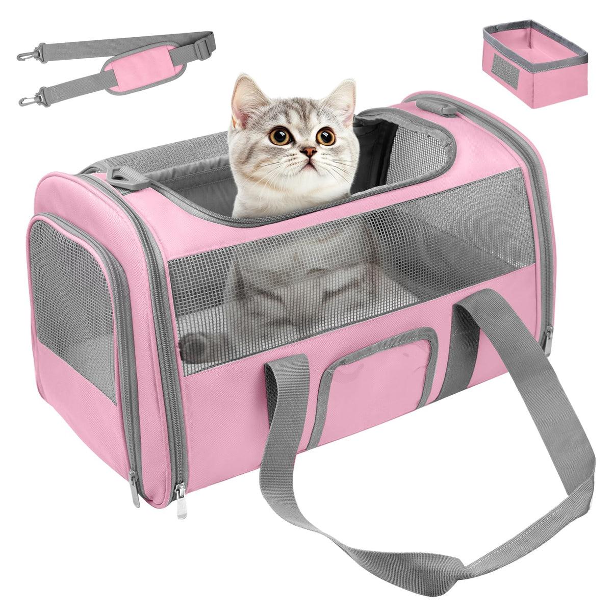 SECLATO sac chat soft side sous siege avion, pratique pour voyager.