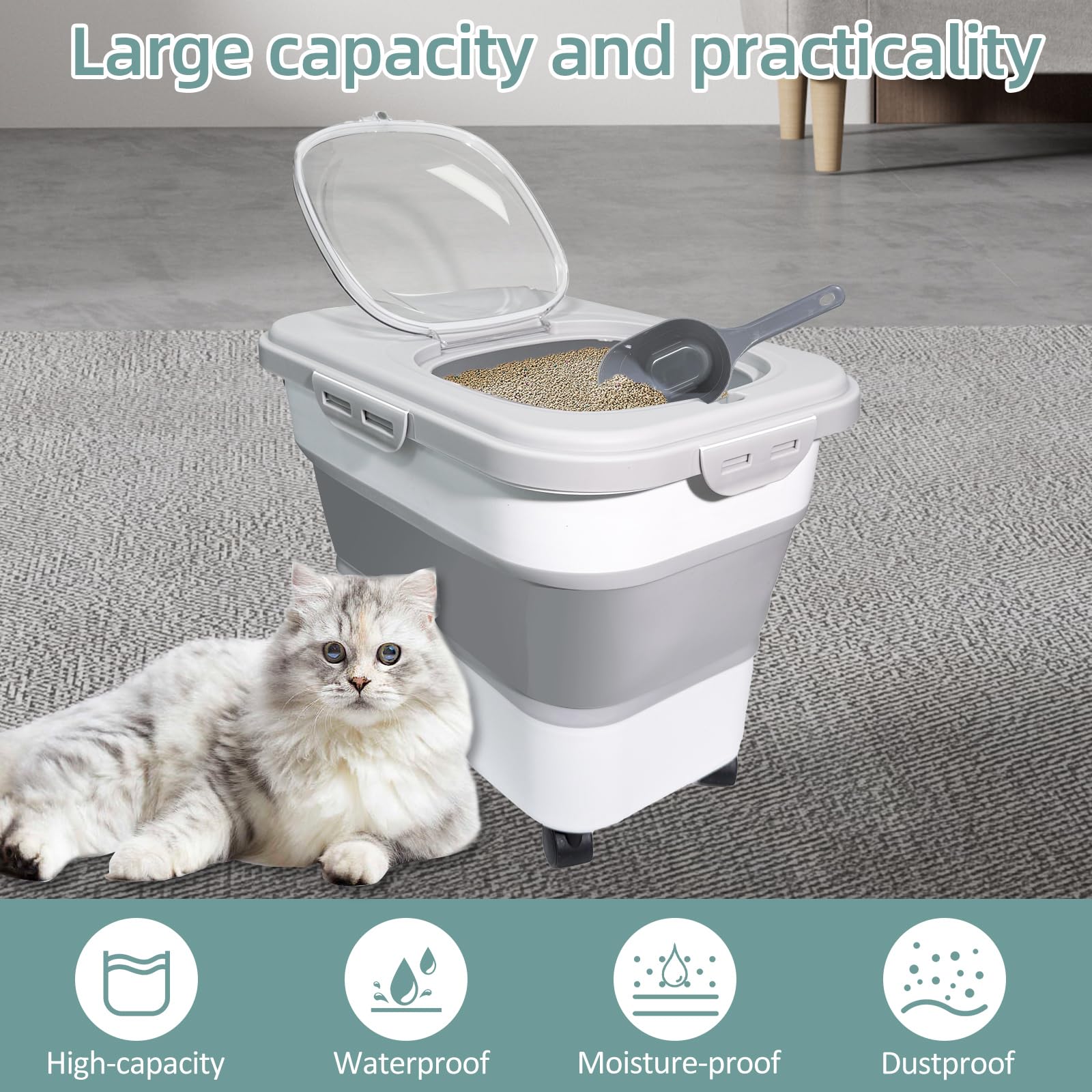 SECOAT couvercle hermétique pour litière de chat, protection contre l’humidité.