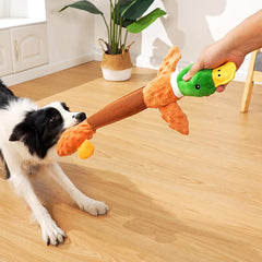 Sedioso canard peluche avec sifflet intégré, jeu interactif pour chien.