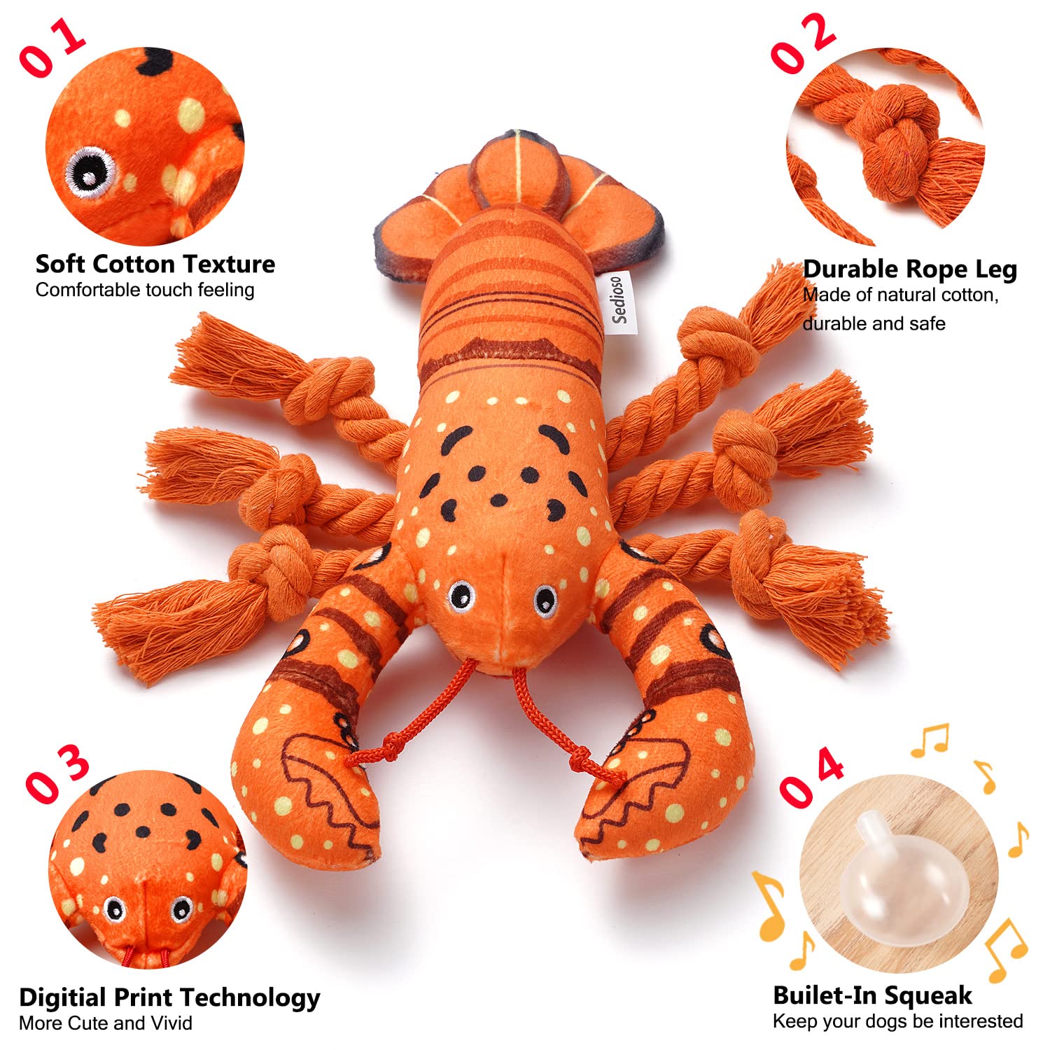 Sedioso langouste – jouet-chien-interactif-sifflet pour stimuler l'entraînement et l'amusement.