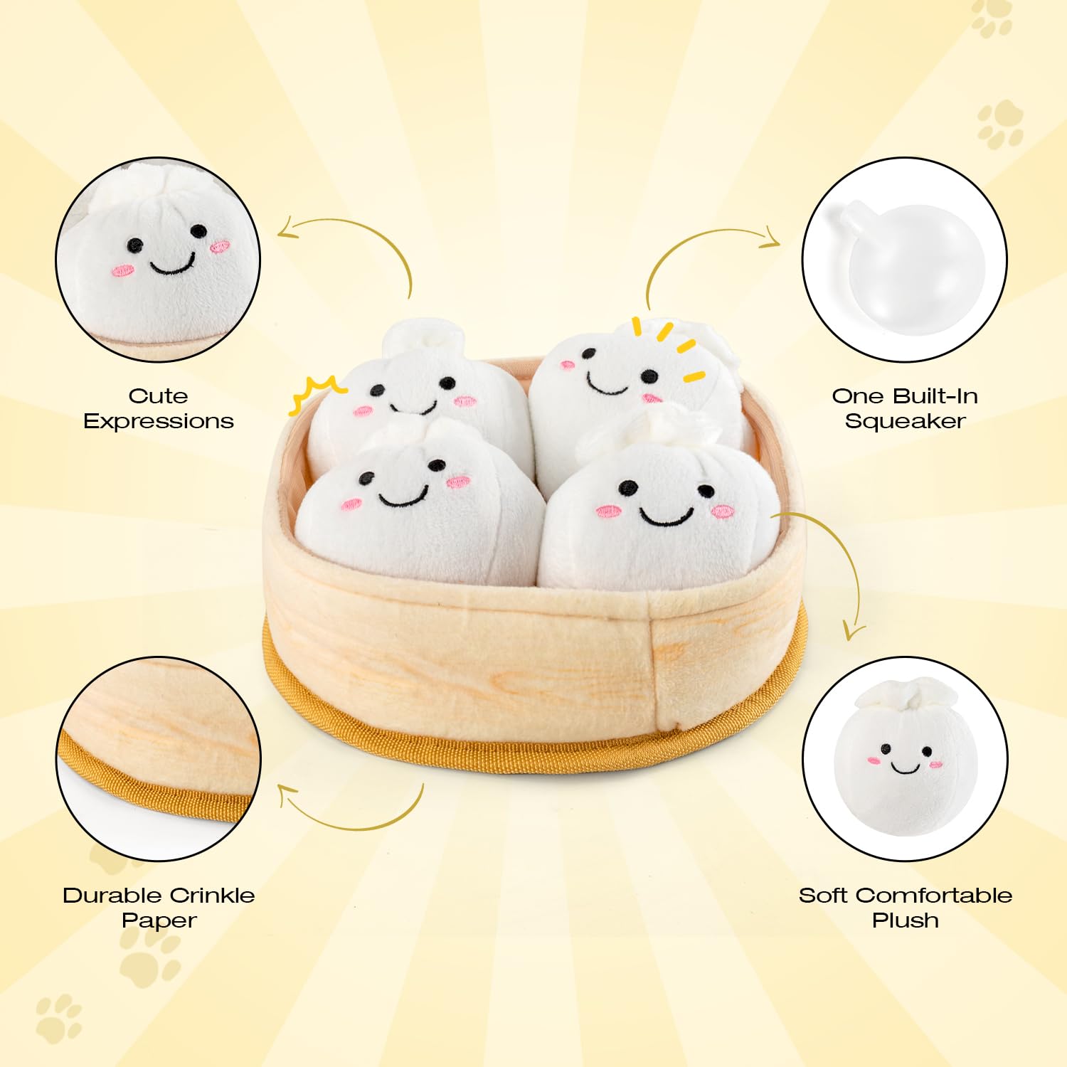 Sedioso petit pain peluche avec sifflet interne, stimulant le jeu.