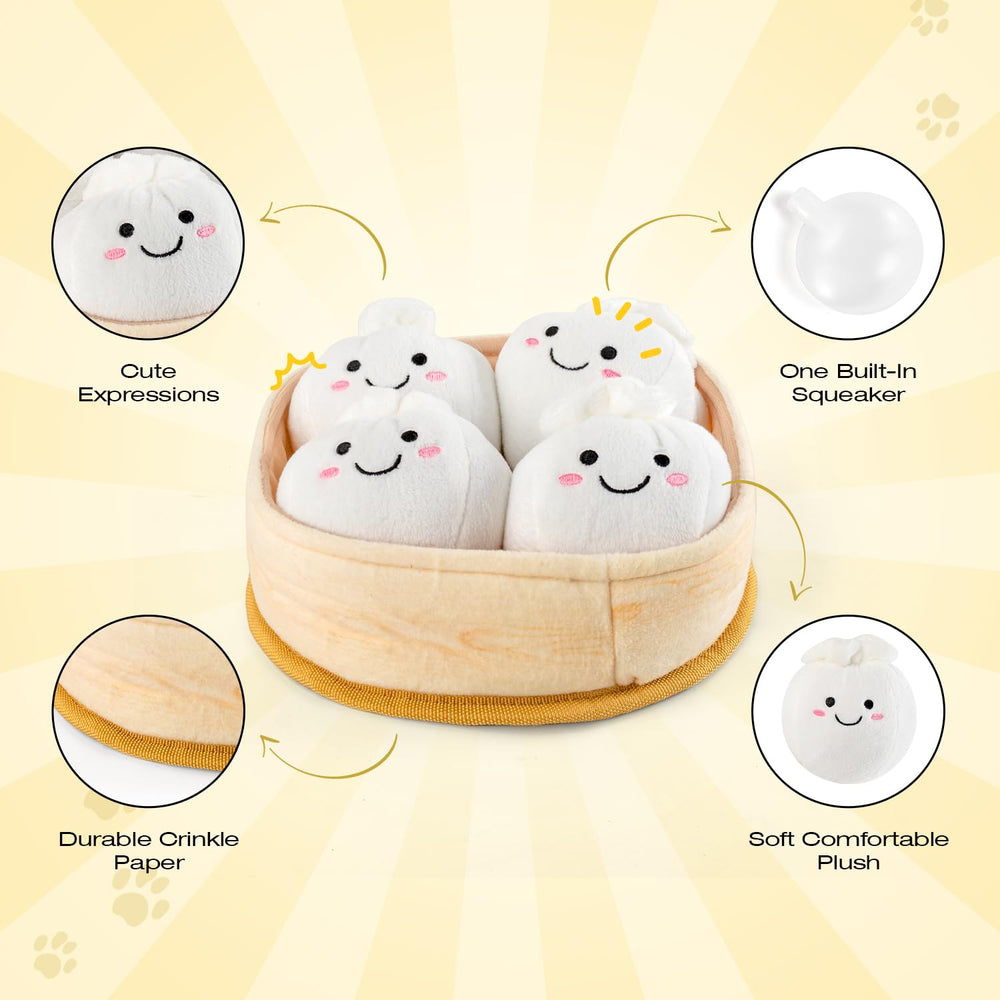 Sedioso petit pain peluche avec sifflet interne, stimulant le jeu.