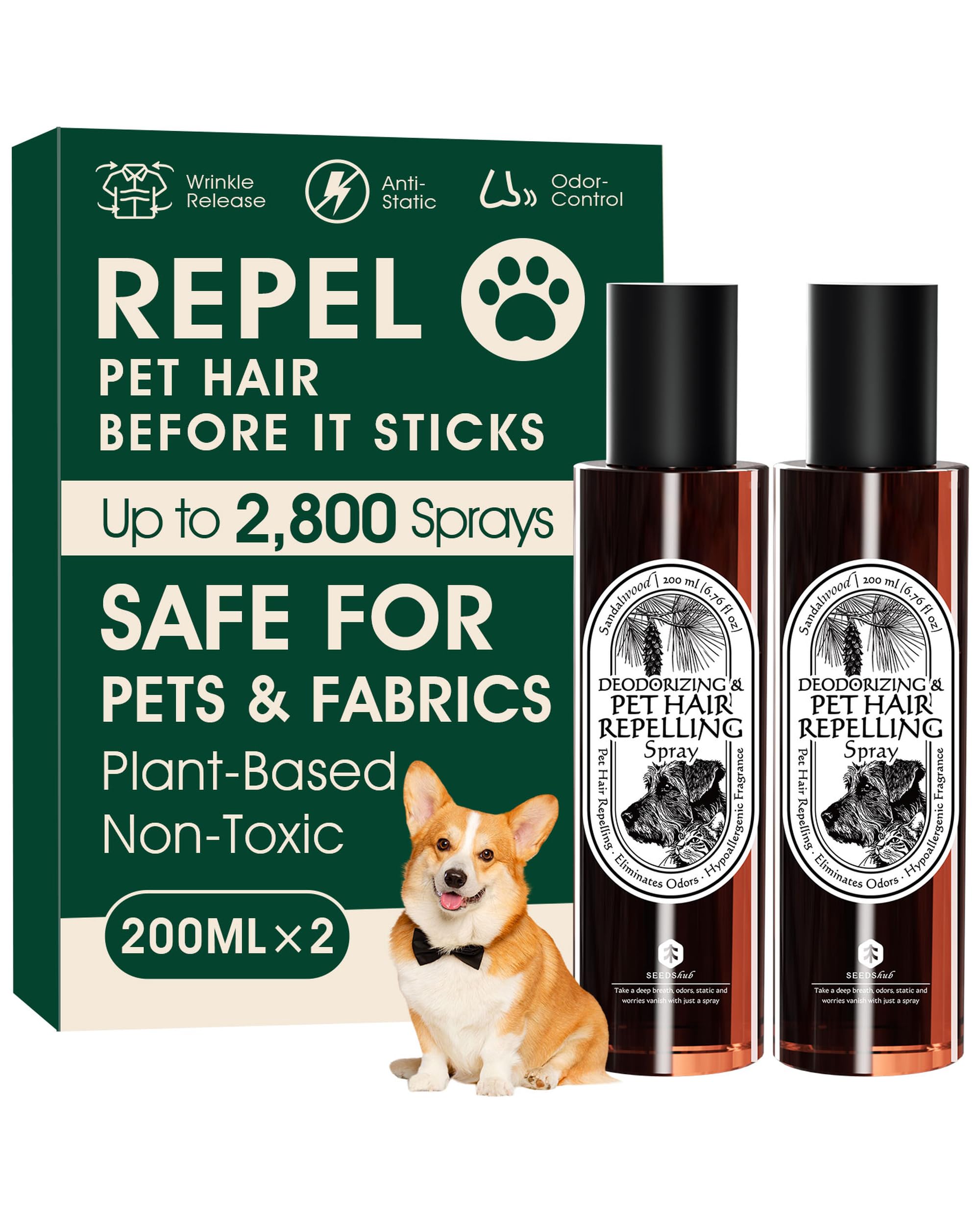 Seedshub vaporisateur 4-en-1 pelage animaux repousse les poils sur les tissus