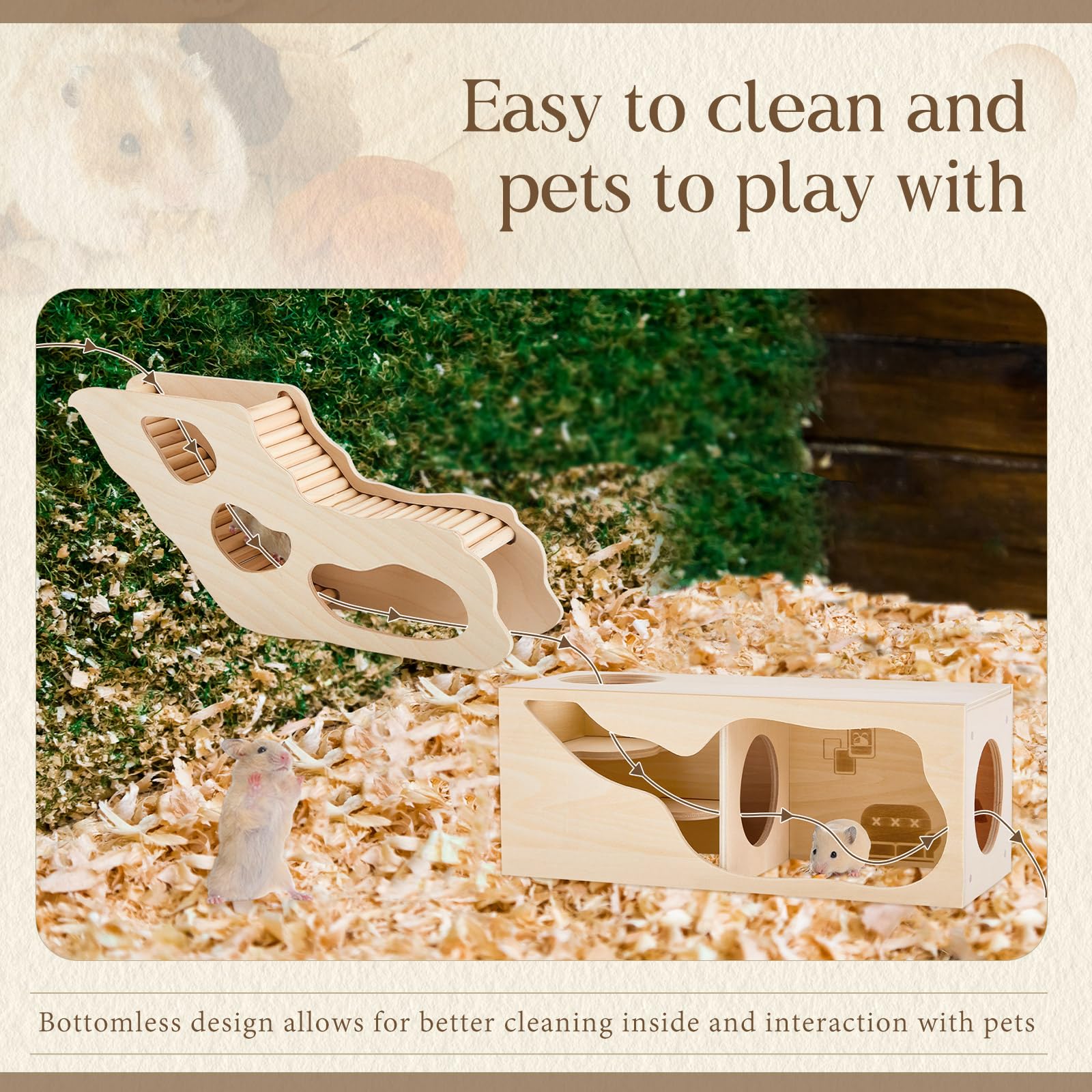 Seenelling accessoires-petits-animaux-bois, polyvalent et stimulant