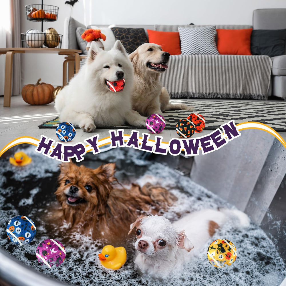 Seenelling balle tennis sifflante fête d’Halloween violet — cadeau ludique pour les propriétaires et leurs chiens.