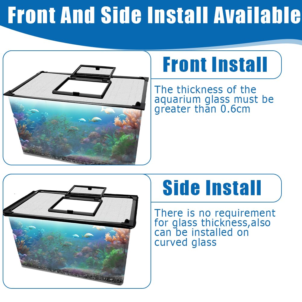 SEILETOO installation latérale adaptée pour aquariums incurvés et formes variées.