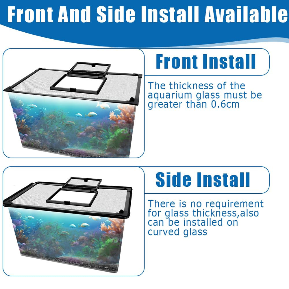 SEILETOO installation latérale adaptée pour aquariums incurvés et formes variées.