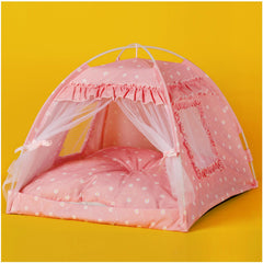 SEIMMIE tente-chat-princesse-rose-exterieur offre un espace cosy pour sieste.