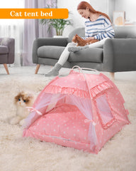 SEIMMIE tente-chat-princesse-rose-interieur crée un refuge douillet et sûr.