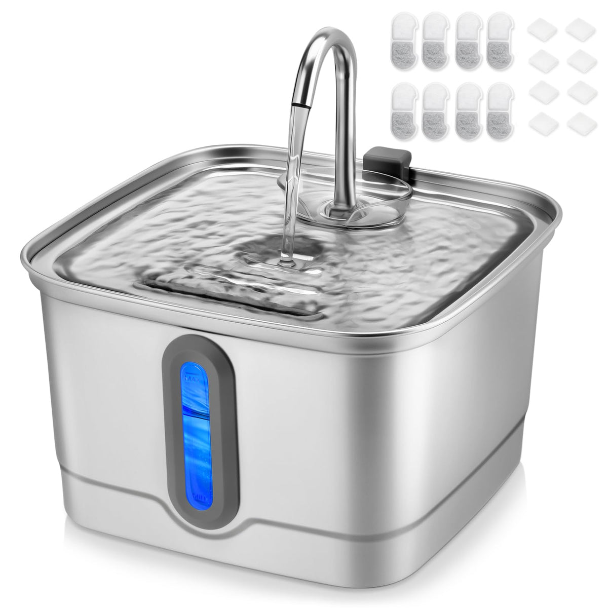 Fontaine SEIRMEP en acier inoxydable 3 L pour chats et petits chiens