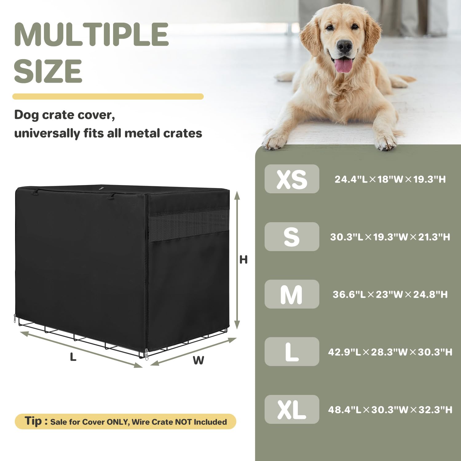 Fixation Velcro Seiyierr capot cage chien 42 pouces, capot stable lors des mouvements.