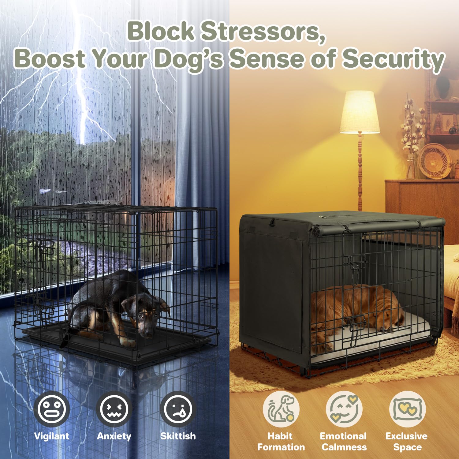 Capot Seiyierr crée une atmosphère den douillette pour cage chien 42 pouces.