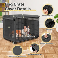 Polyester durable Seiyierr, capot pour cage chien 42 pouces résistant au vent et à la poussière.