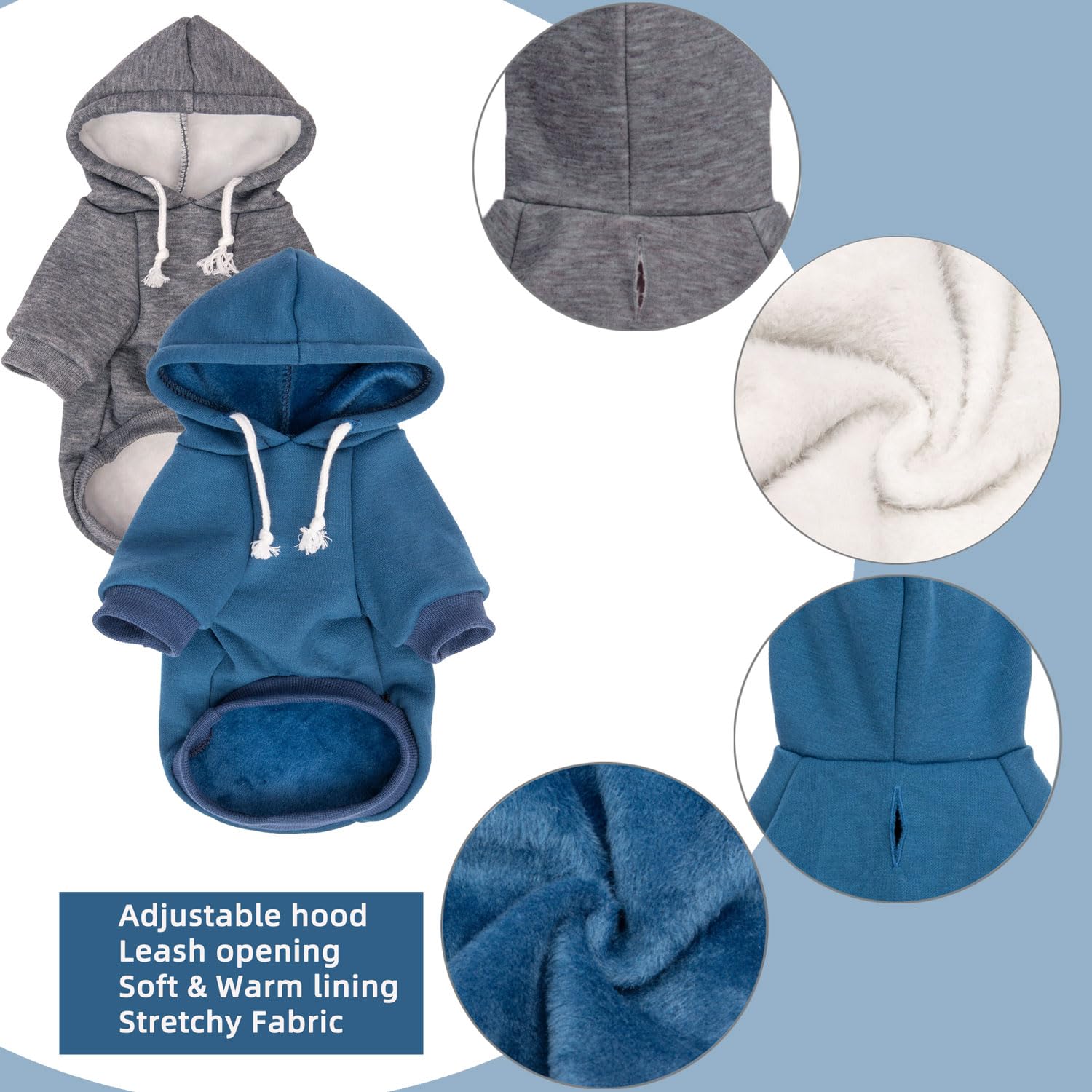 SEKUMDAN ensemble double pull chien capuche bleu et gris, valeur pratique pour deux animaux