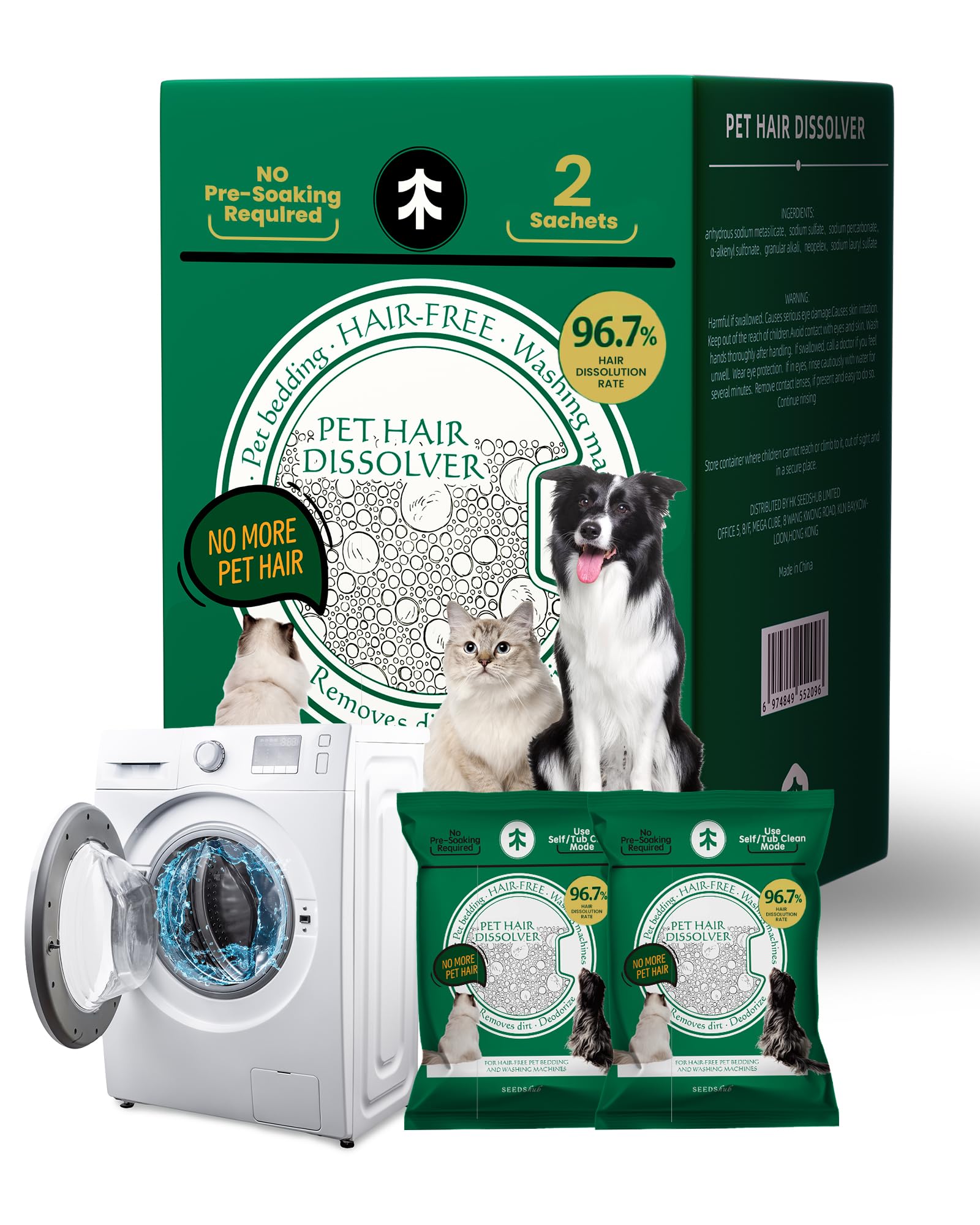 SEMECH Poils animaux dissous dans la laveuse pour un linge plus propre.