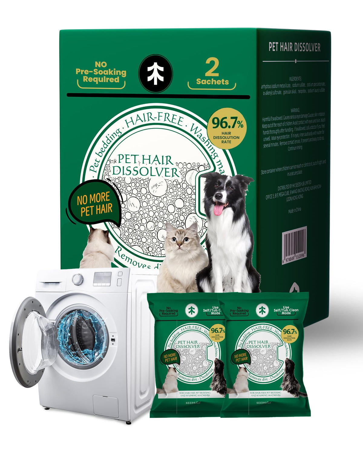 SEMECH Poils animaux dissous dans la laveuse pour un linge plus propre.