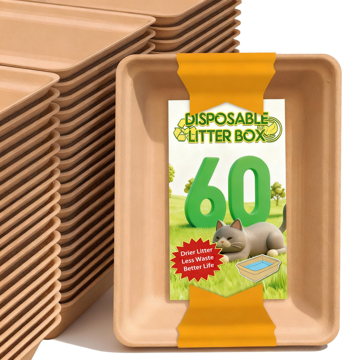SEMEDOYO boite-litiere-jetable-60-pack: pratique pour rotation multi-chats et entretien facile.