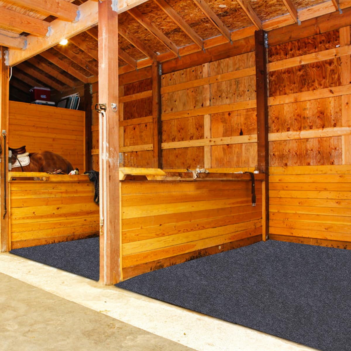 SEMPADA tapis pour ecurie 6x8ft impermeable et antiderapant, protege le sol.