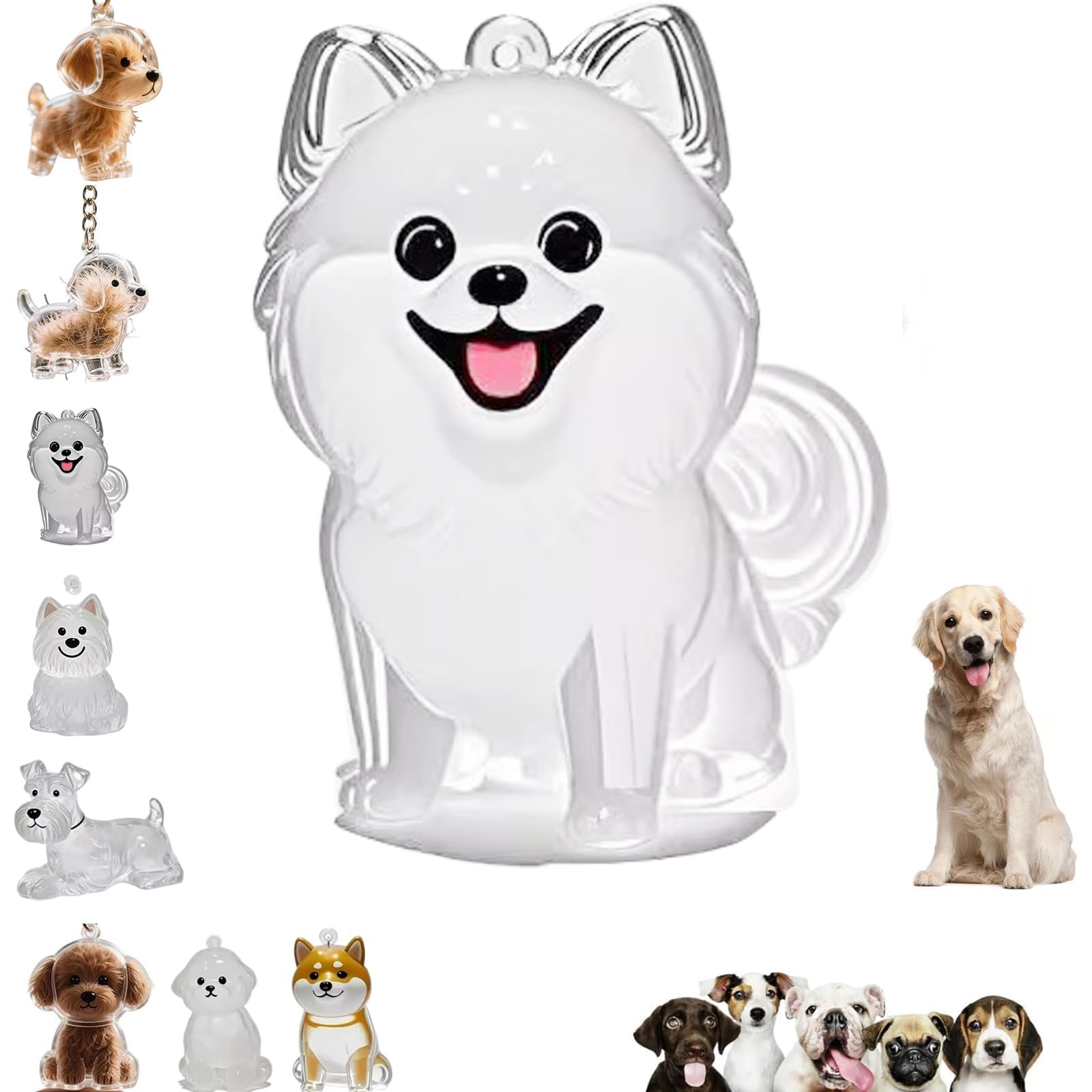 Sencdfly porte-clé poils chien transparent, mémorial tangible et proche.