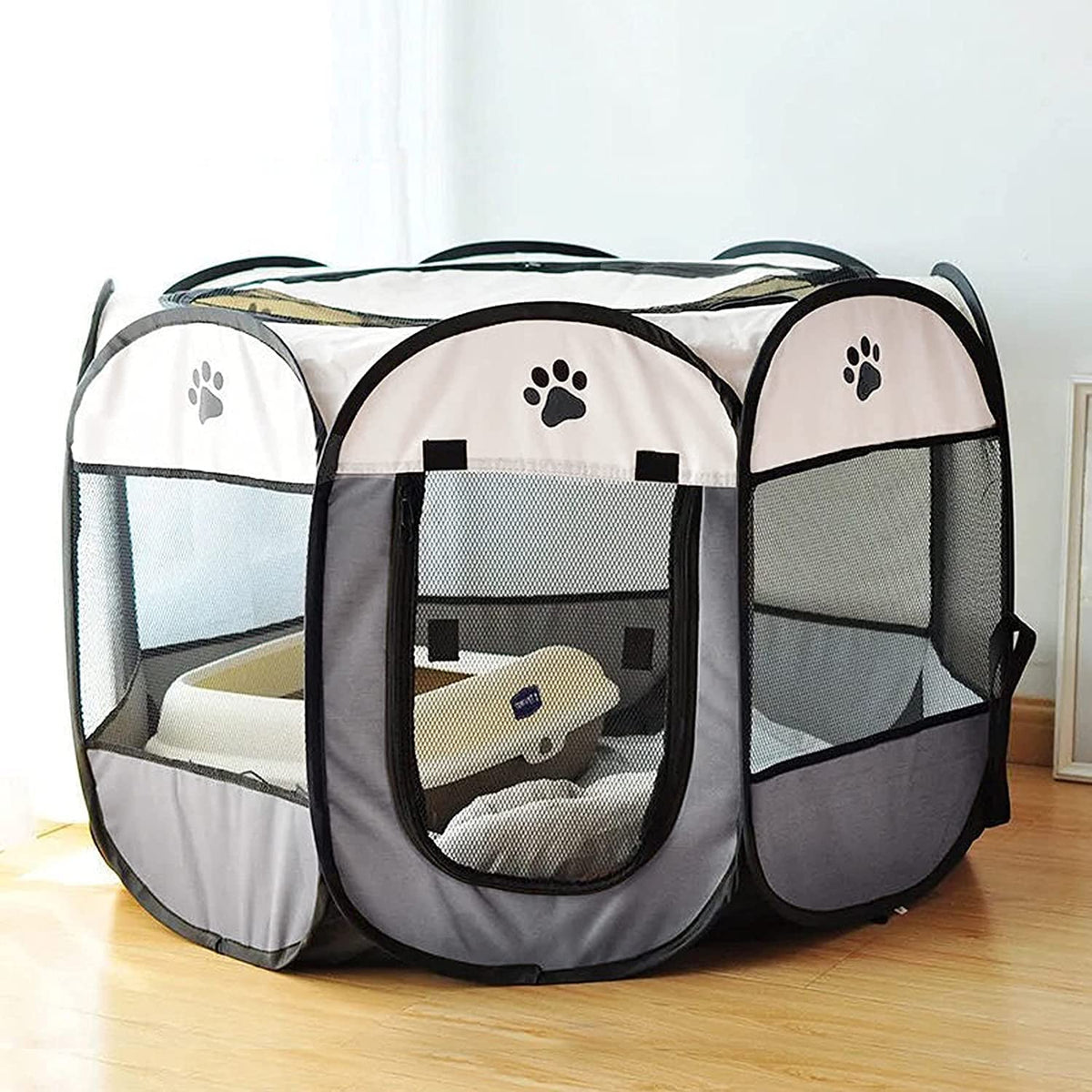 Parc pour animaux SENCONE portable avec pop-up, pratique pour le transport.