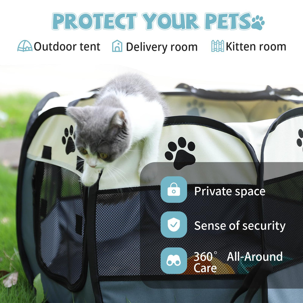 Espace ludique sûr pour chiots et chatons après le jeu.
