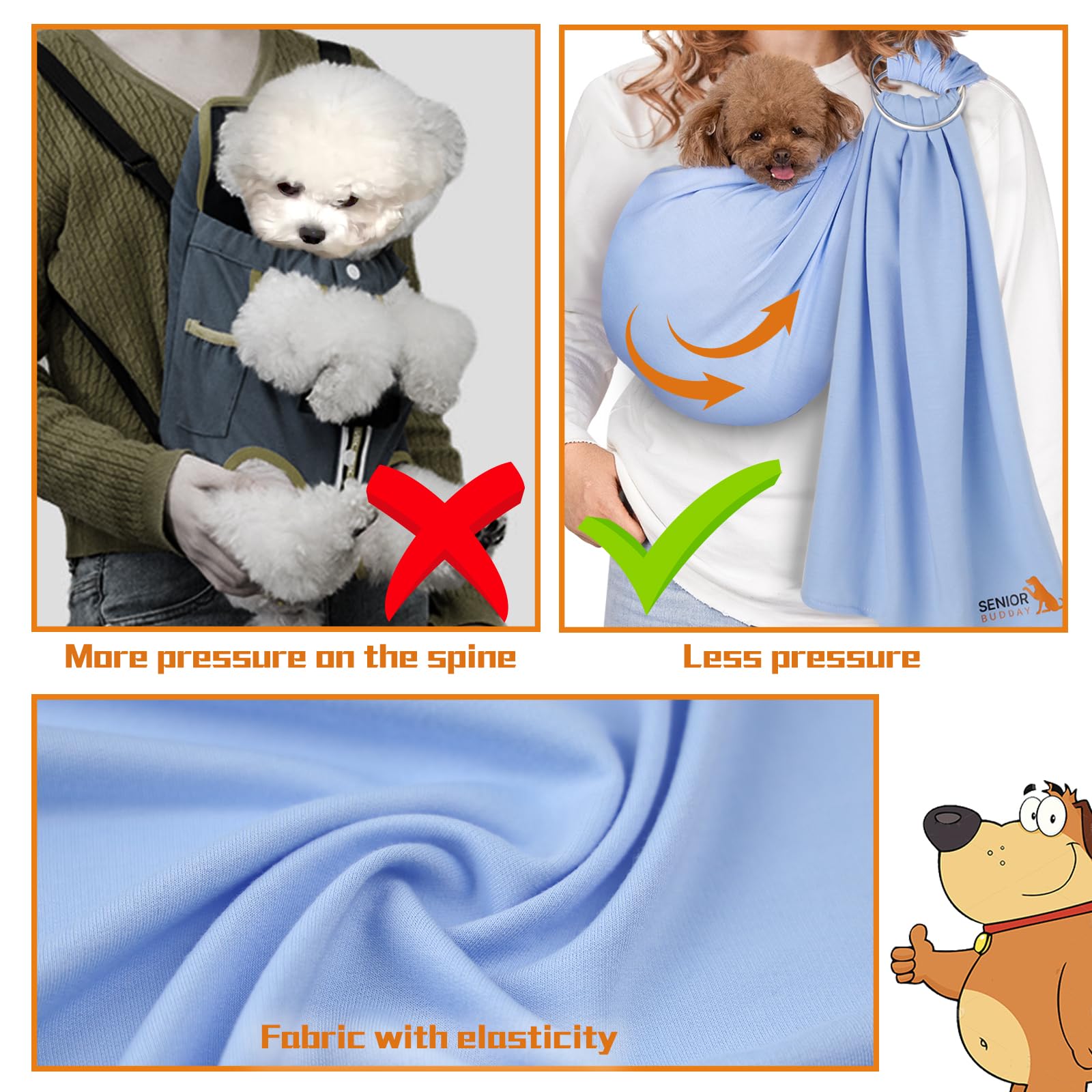 SENIOR BUDDAY confort animal: sentiment de sécurité et proximité contre le torse.