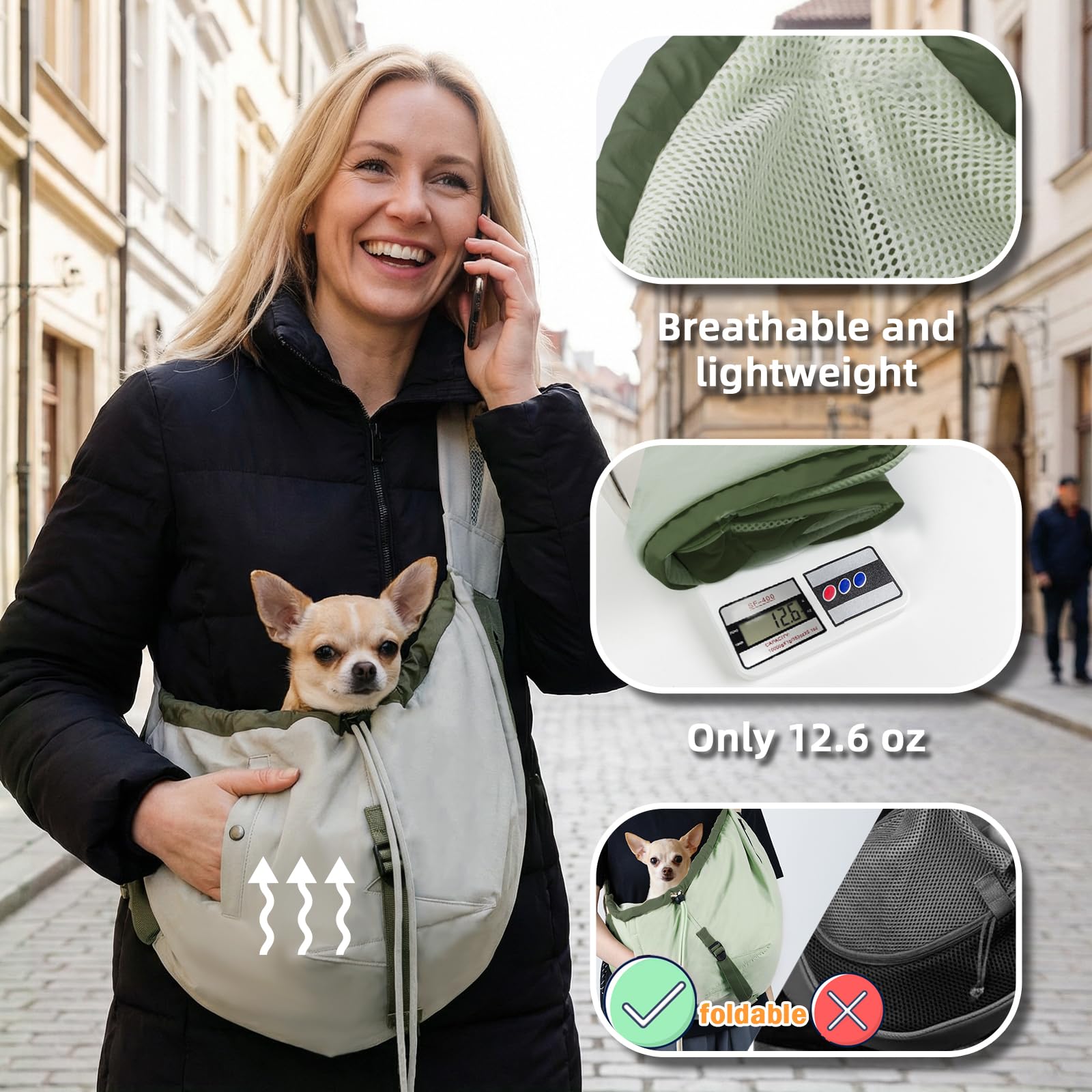 SENIOR BUDDAY porte-chien sangle reglable: ajustement universel