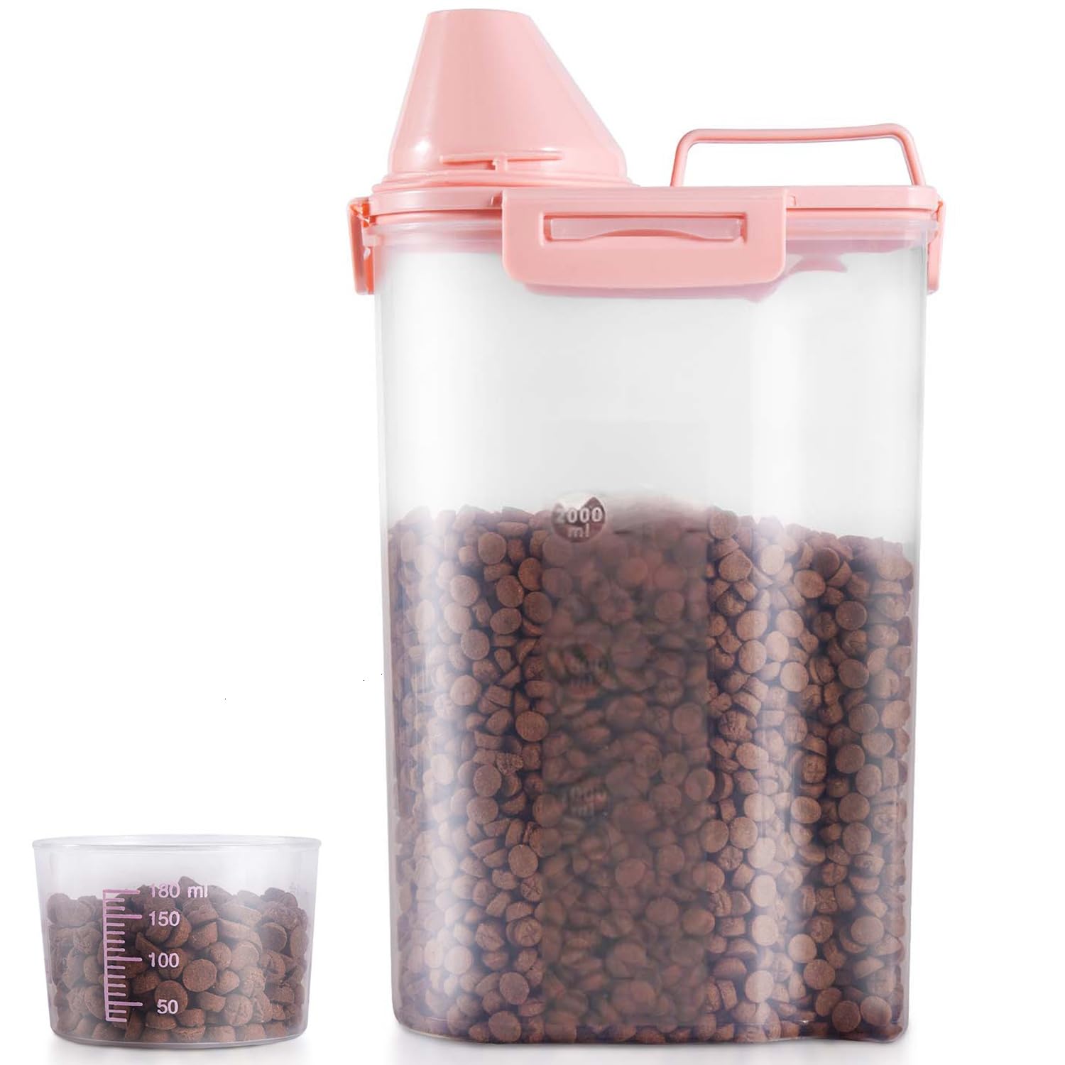 SenseYo conteneur aliments animaux 3L rose, rangement clair et pratique.
