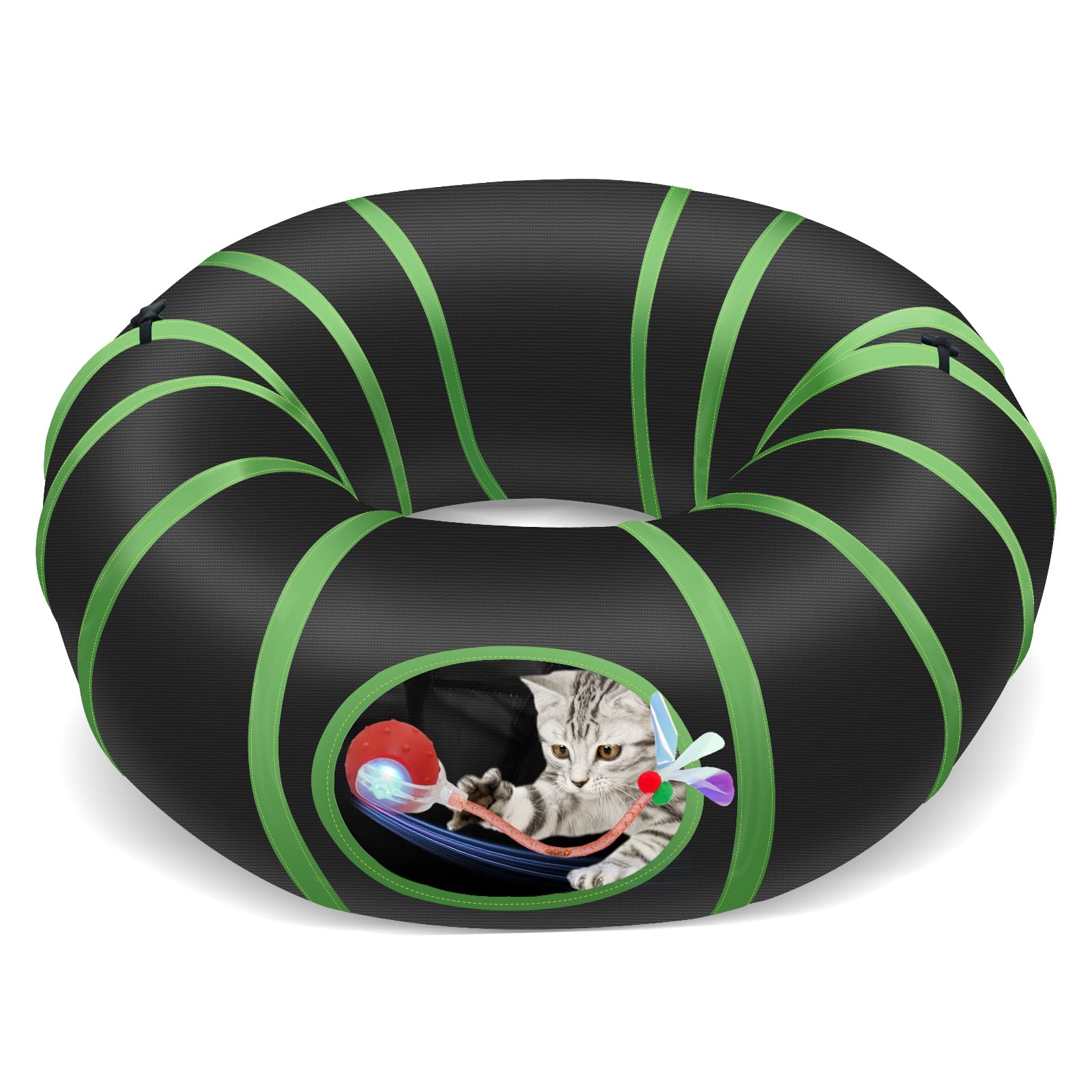 La balle interactive Sentoo se déplace rapidement dans le tunnel pliable pour stimulation ludique.